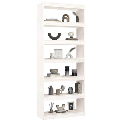 Book Cabinet/Room Divider White 80x30x199.5 cm Solid Wood Pine