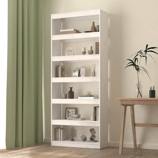 Book Cabinet/Room Divider White 80x30x199,5 cm Solid Wood Pine