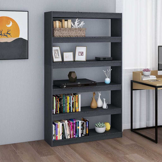 Book Cabinet | Grey | Solid Pinewood | 100 x 30 x 167.5 cm | Book Cabinet