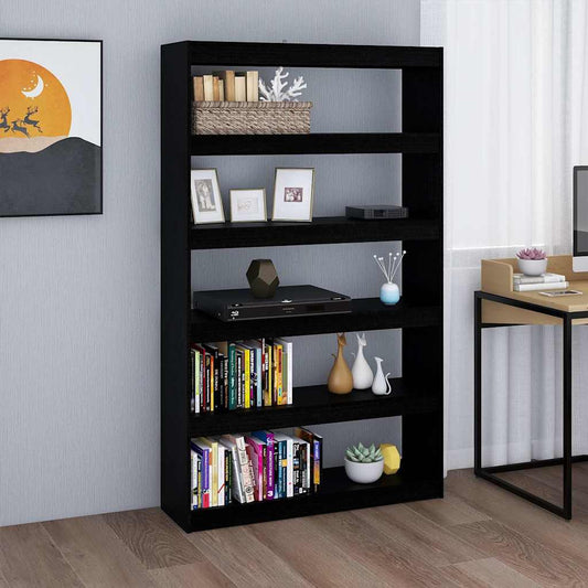 Book Cabinet | Black | Solid pinewood | 100x30x167.5 cm | Book Cabinet