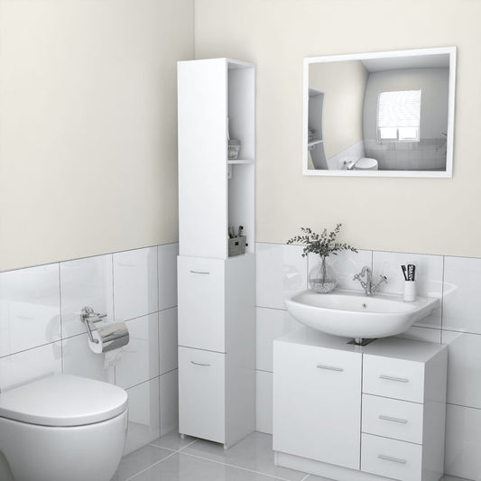 Bathroom Cabinet | White | Engineered wood | 170 cm tall | Simple