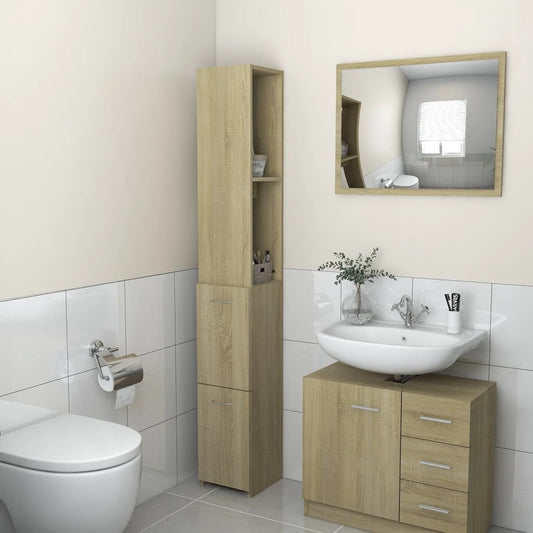 Bathroom Cabinet | Sonoma oak | Engineered wood | 25 x 26.5 x 170 cm