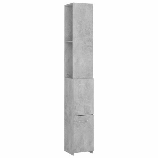 Bathroom Cabinet | Concrete grey | Engineered wood | Tall and slim design