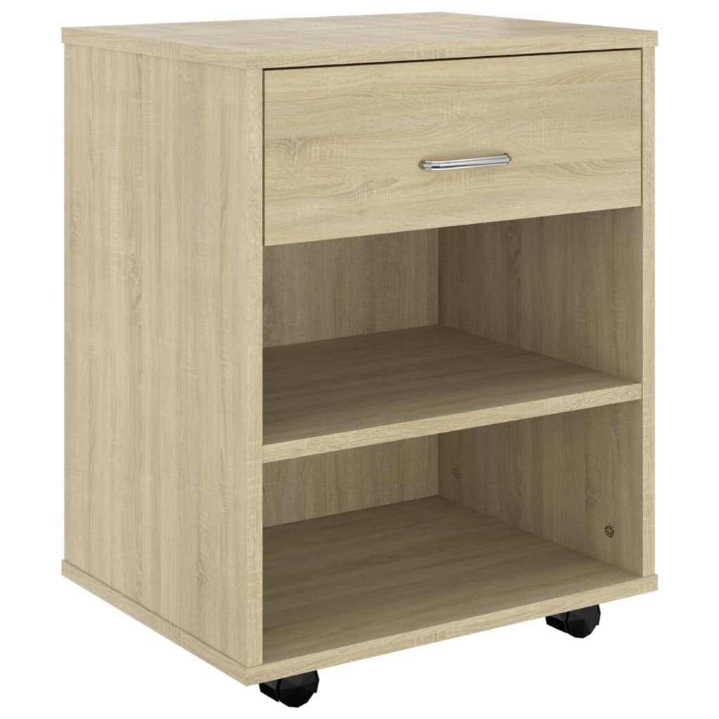 Storage Cabinet | Sonoma Oak | Engineered Wood | Medium | Lockable Wheels