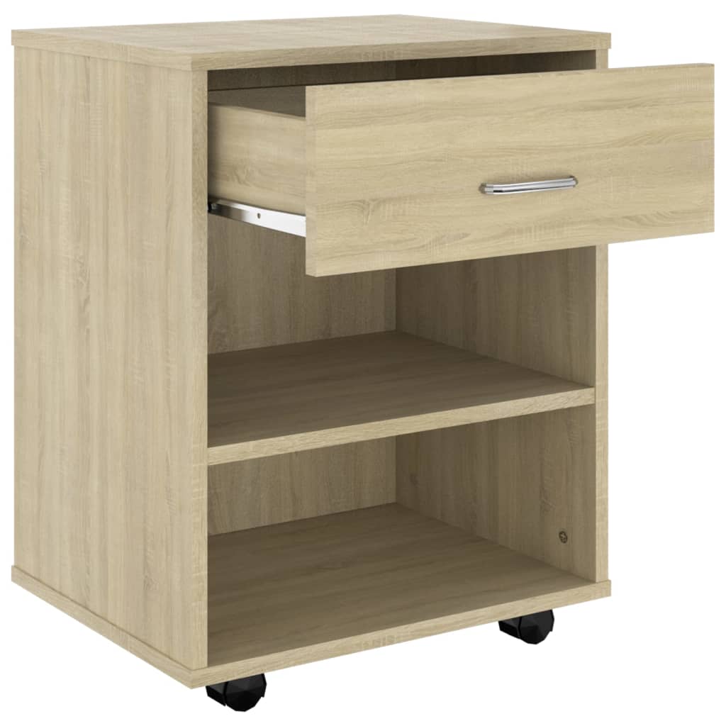 Storage Cabinet | Sonoma Oak | Engineered Wood | Medium | Lockable Wheels