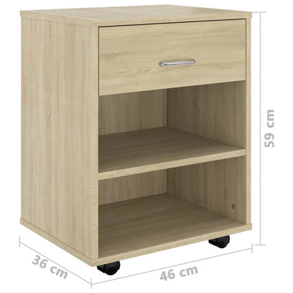Storage Cabinet | Sonoma Oak | Engineered Wood | Medium | Lockable Wheels