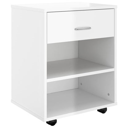 Storage Cabinet | High Gloss White | Engineered Wood | Compact