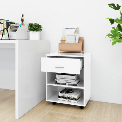 Storage Cabinet | High Gloss White | Engineered Wood | Compact