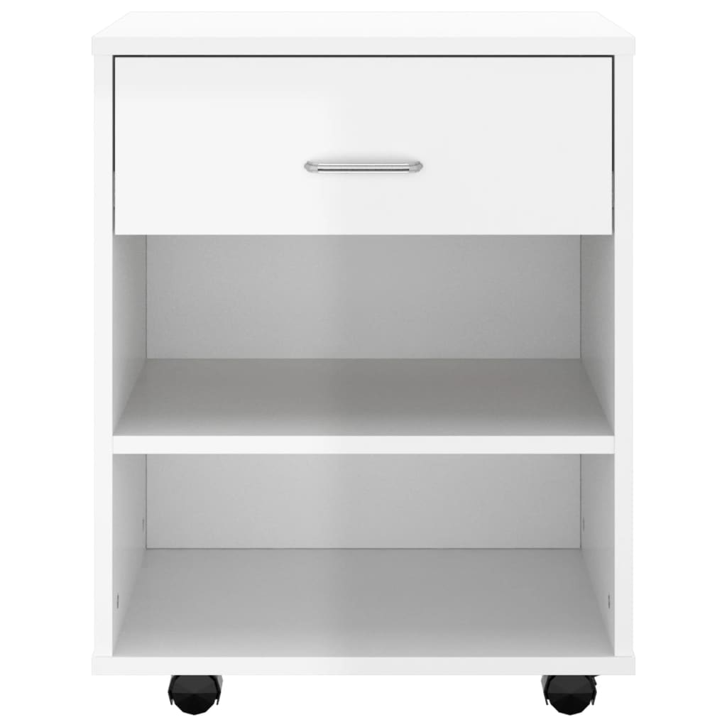 Storage Cabinet | High Gloss White | Engineered Wood | Compact