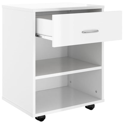 Storage Cabinet | High Gloss White | Engineered Wood | Compact