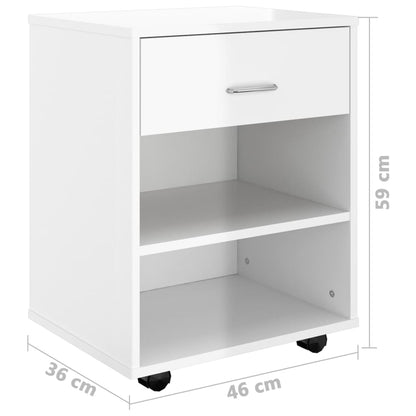 Storage Cabinet | High Gloss White | Engineered Wood | Compact