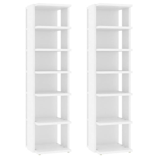 Shoe Cabinet | Set of 2 | White | Engineered Wood | Compact
