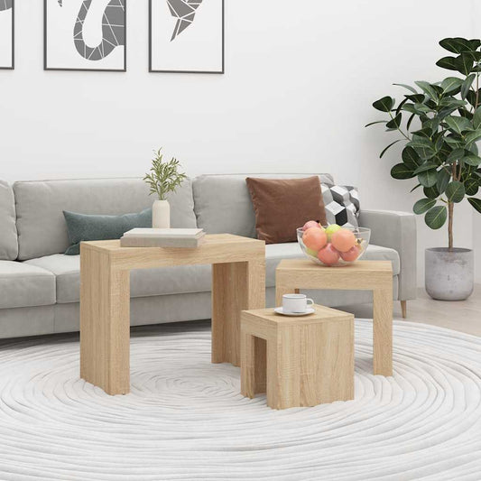 Nesting Coffee Table | Set of 3 | Sonoma oak | Engineered wood