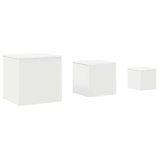 Side Table | Set of 3 | White | Engineered wood | Large, Medium, Small