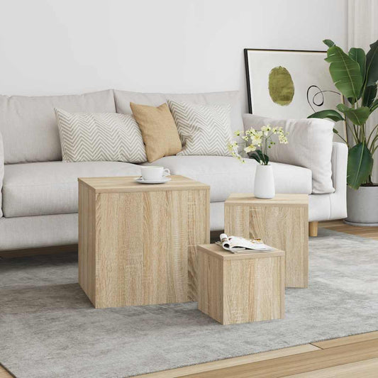 Side Table | Set of 3 | Sonoma Oak | Engineered Wood