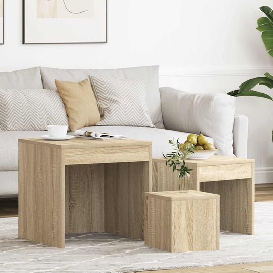 Nesting Table | Set of 3 | Sonoma oak | Engineered wood | 3 sizes