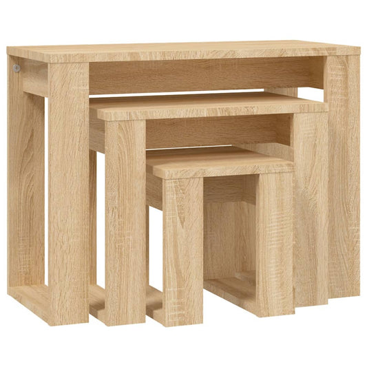 Nesting Table | Set of 3 | Sonoma Oak | Engineered Wood | Medium