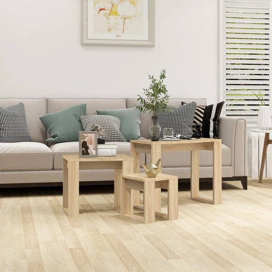 Nesting Table | Set of 3 | Sonoma Oak | Engineered Wood | Medium