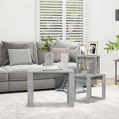 808607 vidaXL Nesting Tables 3 pcs Concrete Grey Engineered Wood