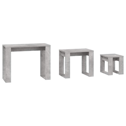 808607 vidaXL Nesting Tables 3 pcs Concrete Grey Engineered Wood