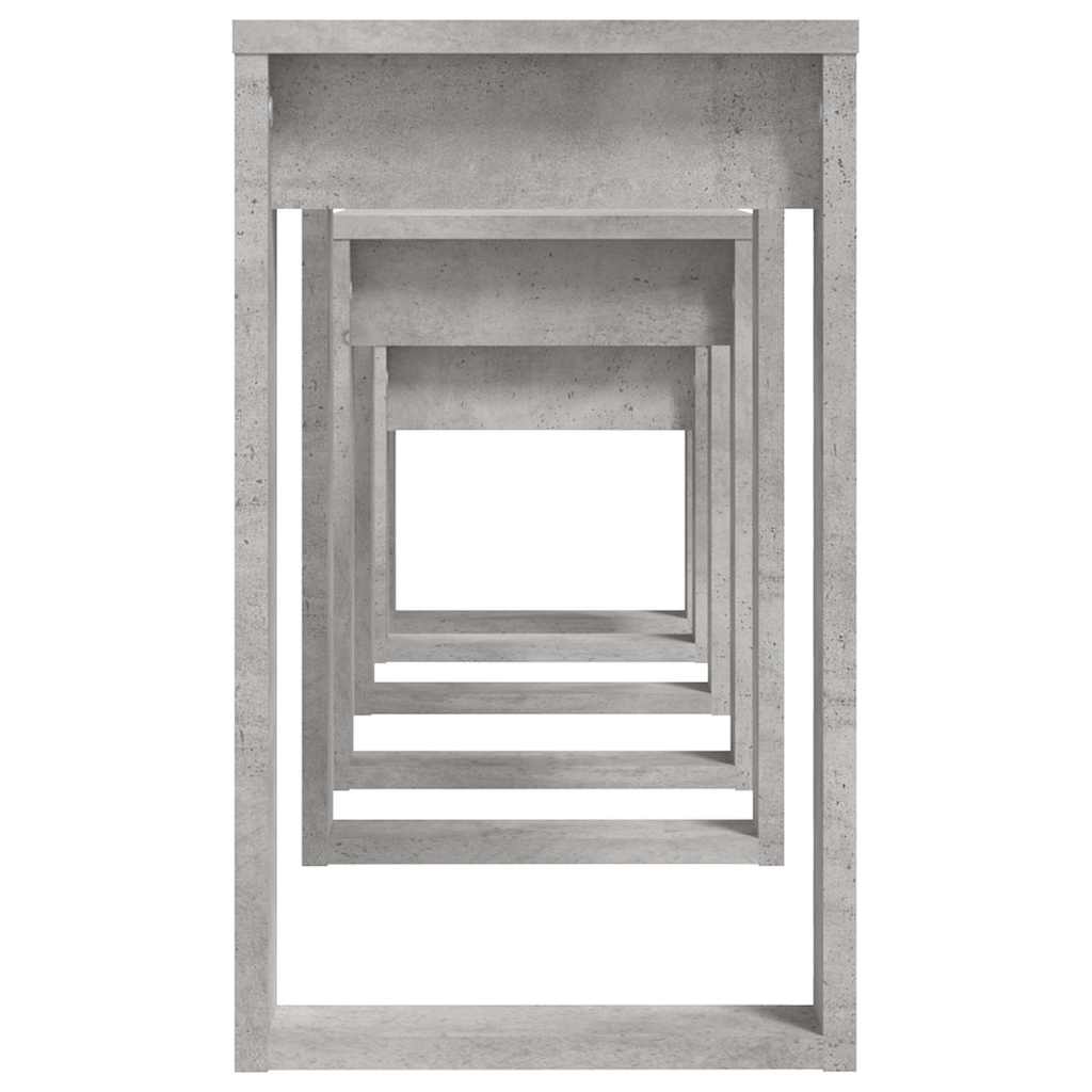 808607 vidaXL Nesting Tables 3 pcs Concrete Grey Engineered Wood