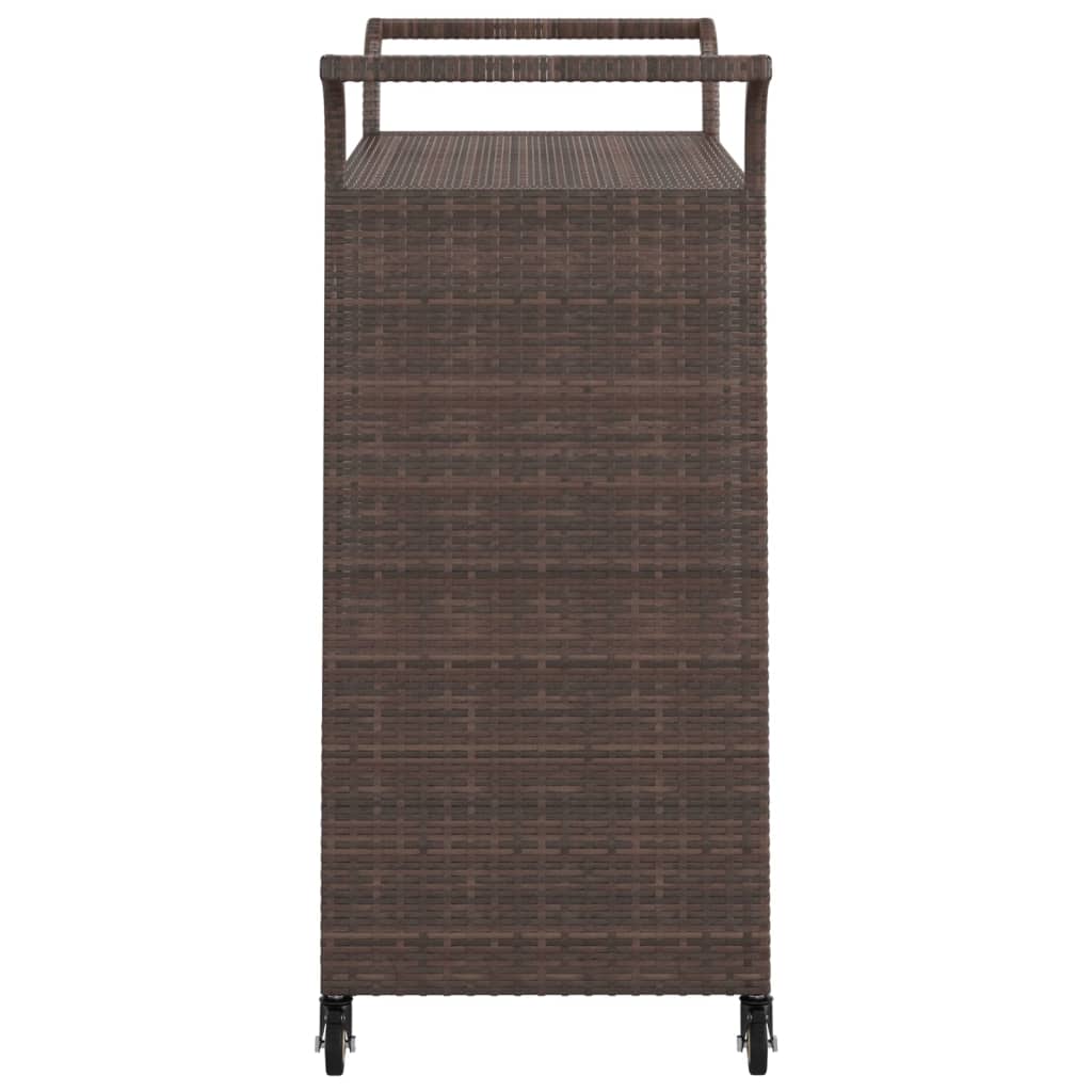 Bar Cart with Drawer Brown 39.4"x17.7"x38.2" Poly Rattan
