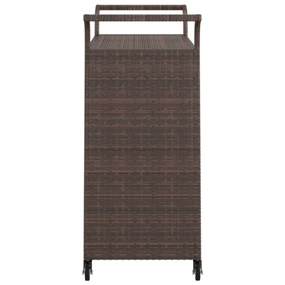 Bar Cart with Drawer Brown 39.4"x17.7"x38.2" Poly Rattan