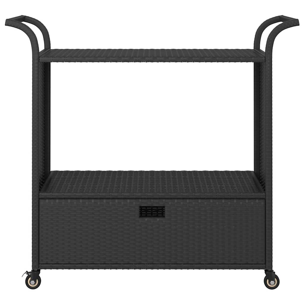 vidaXL Bar Cart with Drawer Black 39.4"x17.7"x38.2" Poly Rattan
