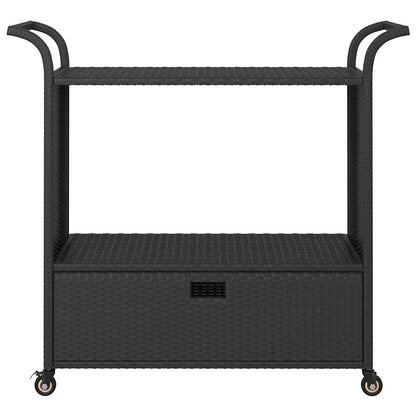 vidaXL Bar Cart with Drawer Black 39.4"x17.7"x38.2" Poly Rattan
