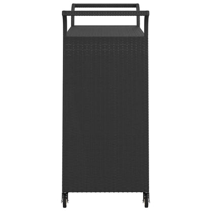 vidaXL Bar Cart with Drawer Black 39.4"x17.7"x38.2" Poly Rattan