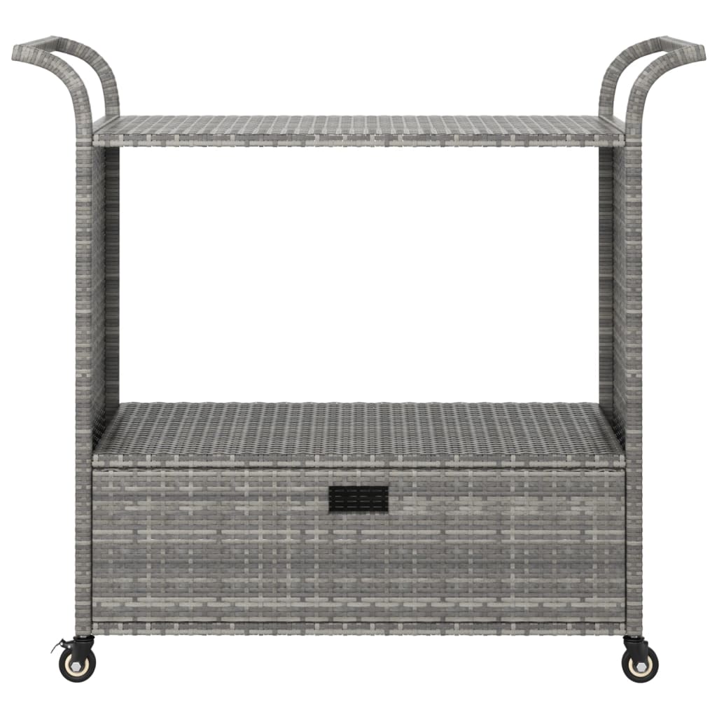 Bar Cart with Drawer Gray 39.4"x17.7"x38.2" Poly Rattan
