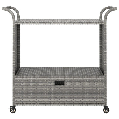 Bar Cart with Drawer Gray 39.4"x17.7"x38.2" Poly Rattan