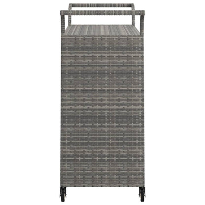 Bar Cart with Drawer Gray 39.4"x17.7"x38.2" Poly Rattan