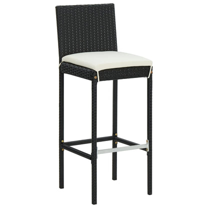 Bar Stool | Set of 2 | Black | Poly Rattan | Counter Height | Durable