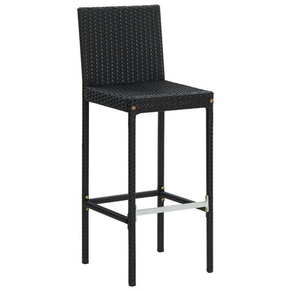 Bar Stool | Set of 2 | Black | Poly Rattan | Counter Height | Durable
