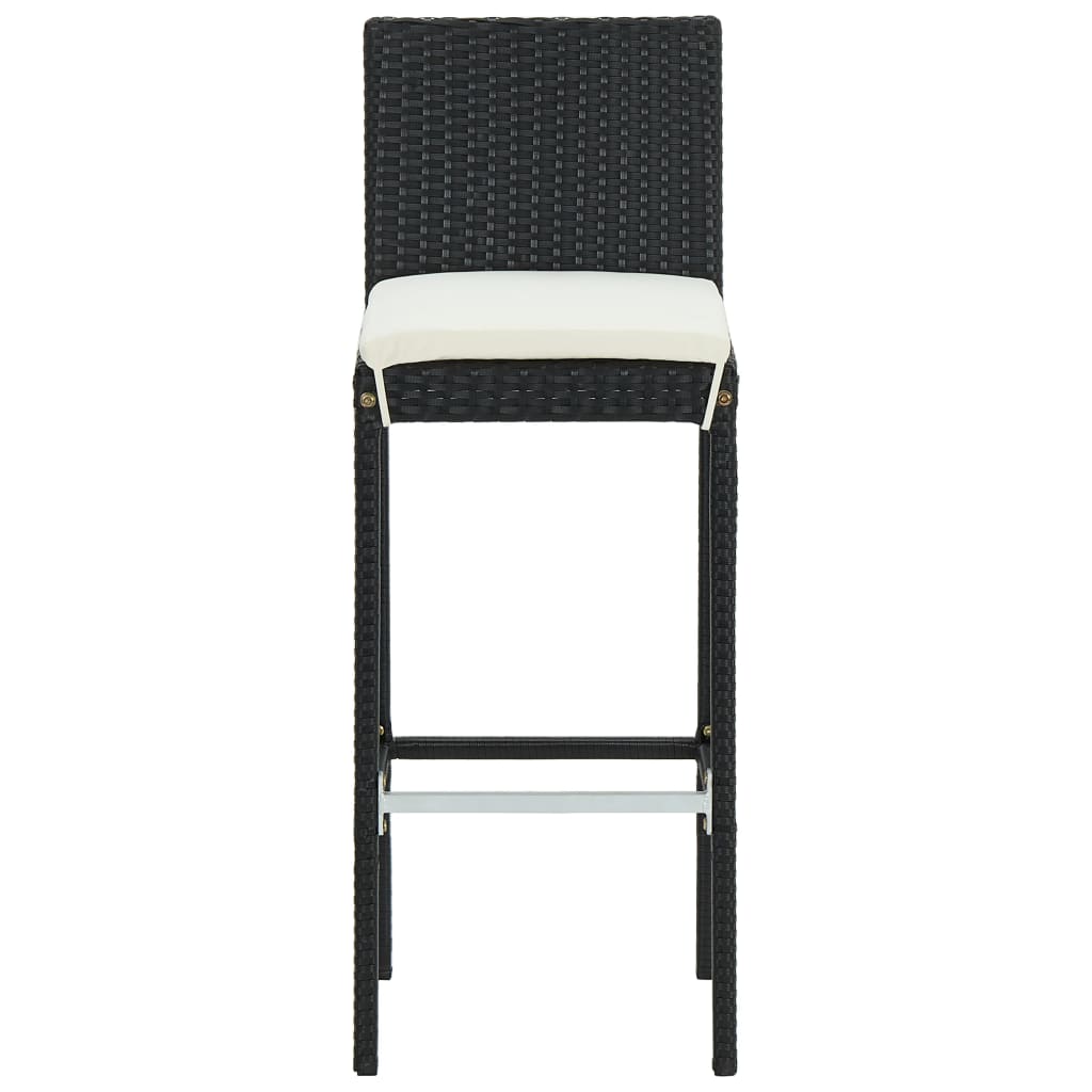 Bar Stool | Set of 2 | Black | Poly Rattan | Counter Height | Durable