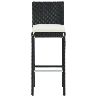Bar Stool | Set of 2 | Black | Poly Rattan | Counter Height | Durable