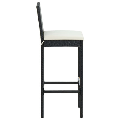 Bar Stool | Set of 2 | Black | Poly Rattan | Counter Height | Durable