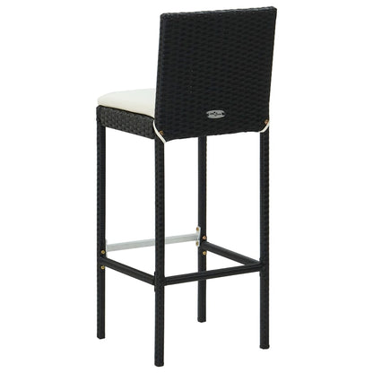 Bar Stool | Set of 2 | Black | Poly Rattan | Counter Height | Durable