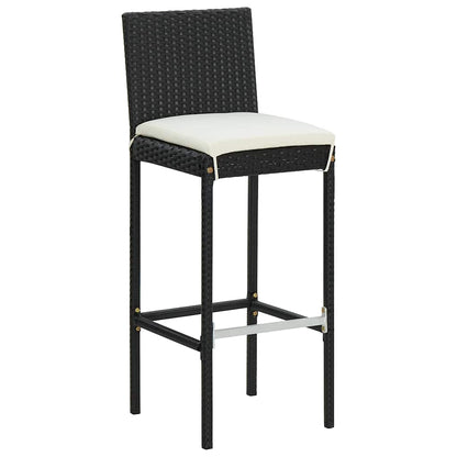 Bar Stool | Set of 4 | Black and cream | Poly rattan | Counter Height