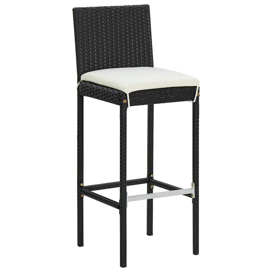 Garden Bar Stools with Cushions 4 pcs Black Poly Rattan