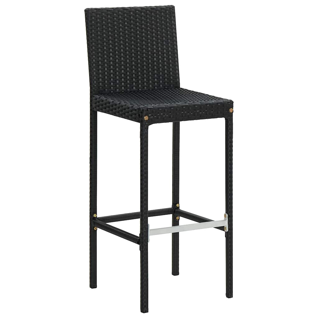 Bar Stool | Set of 4 | Black and cream | Poly rattan | Counter Height