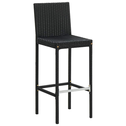 Bar Stool | Set of 4 | Black and cream | Poly rattan | Counter Height