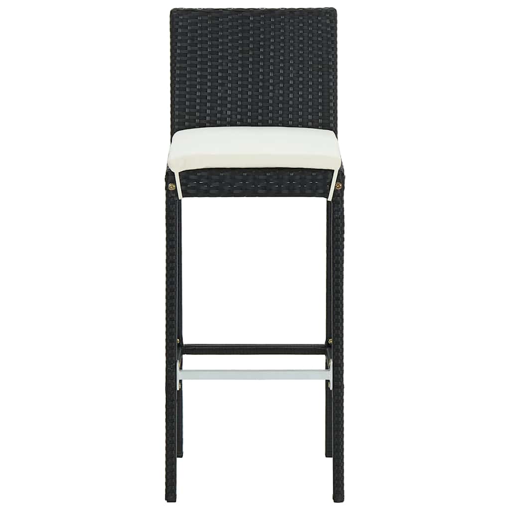 Bar Stool | Set of 4 | Black and cream | Poly rattan | Counter Height