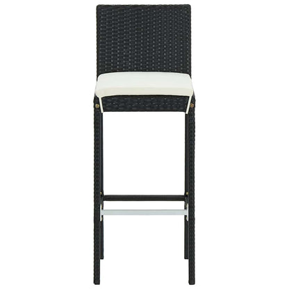 Bar Stool | Set of 4 | Black and cream | Poly rattan | Counter Height