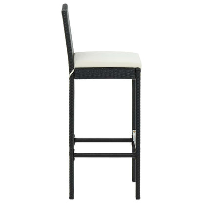 Bar Stool | Set of 4 | Black and cream | Poly rattan | Counter Height