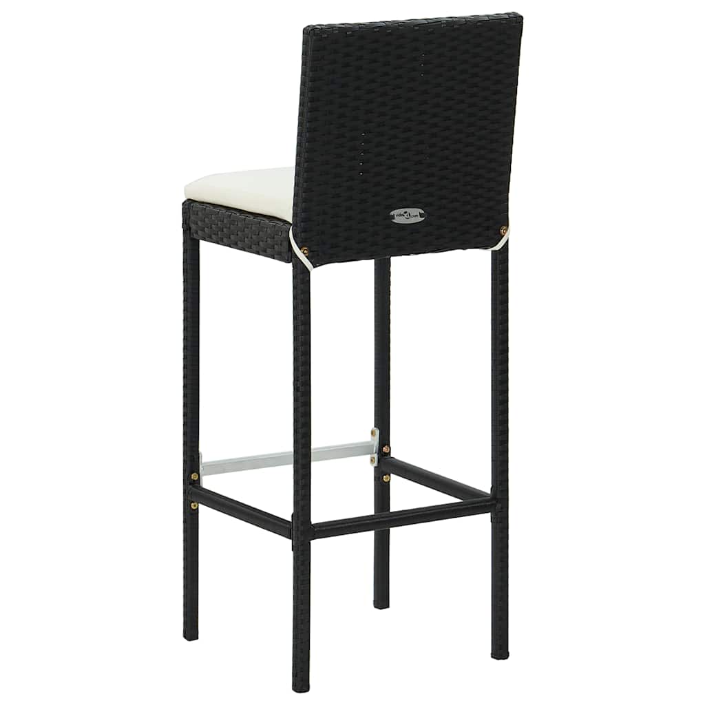 Bar Stool | Set of 4 | Black and cream | Poly rattan | Counter Height