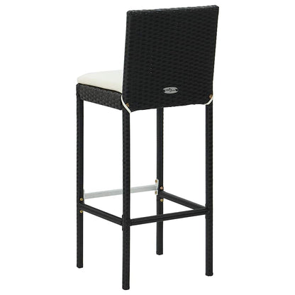 Bar Stool | Set of 4 | Black and cream | Poly rattan | Counter Height