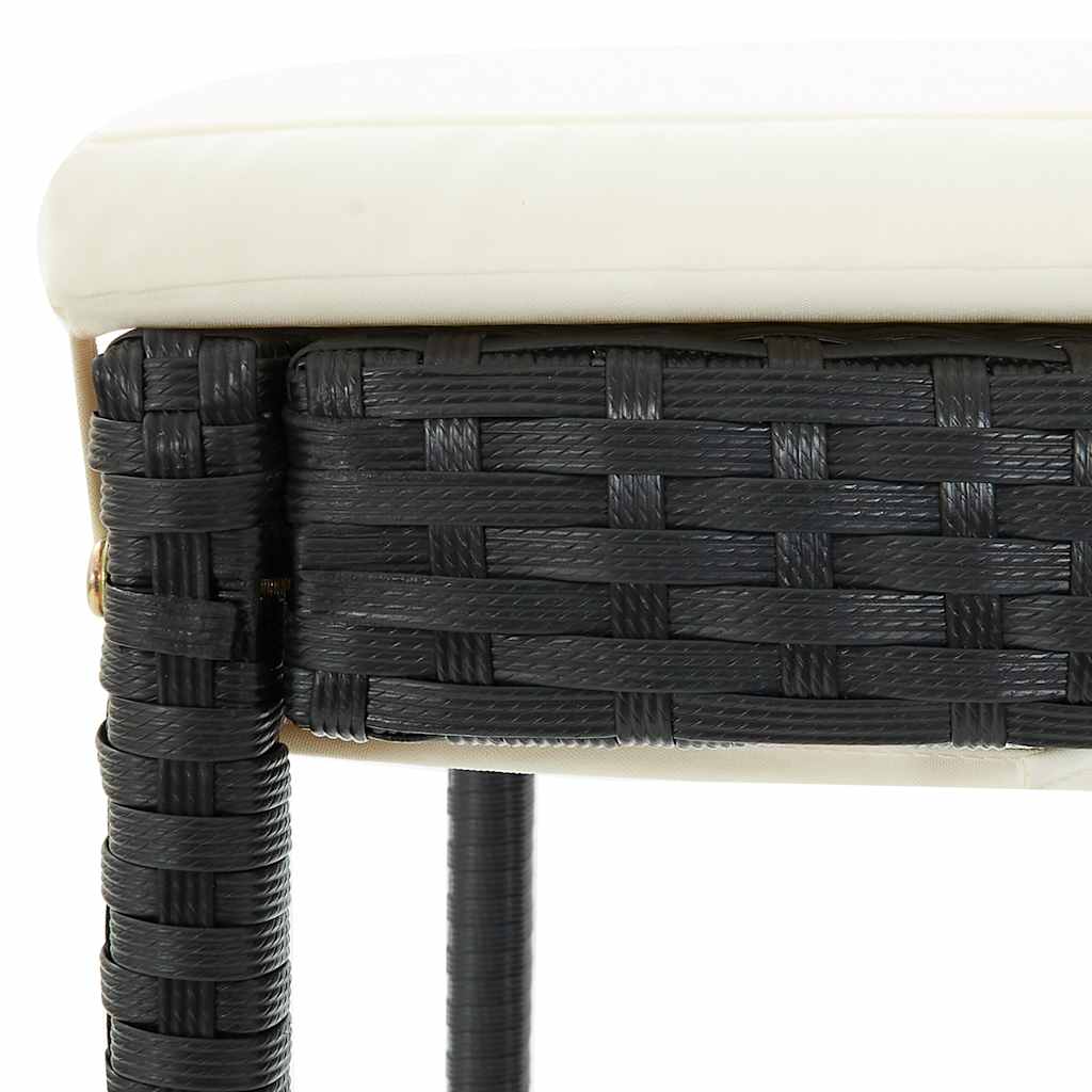 Bar Stool | Set of 4 | Black and cream | Poly rattan | Counter Height