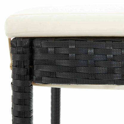 Bar Stool | Set of 4 | Black and cream | Poly rattan | Counter Height